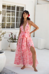 Magic Meadow Halter Maxi Dress Pink