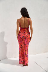 RUNAWAY THE LABEL Bad Romance Sheer Maxi Dress Pink Floral