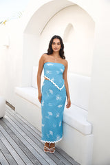 Vacation Away Asymmetrical Top Blue