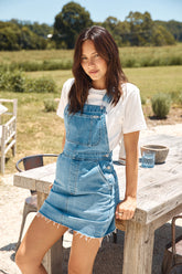 RIDERS BY LEE 90s Dungaree Mini Dress True Blue