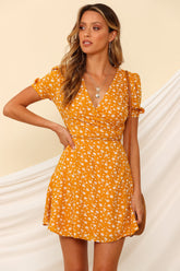 Cherry Pop Dress Mustard