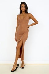 NUDE LUCY Harlow Cupro Slip Maxi Dress Terracotta