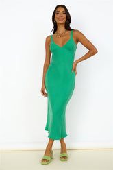 NUDE LUCY Arianne Cupro Slip Maxi Dress Jade