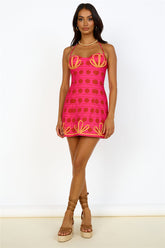 THE WOLF GANG Parvana Dress Flamingo Spot Pink