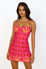 THE WOLF GANG Parvana Dress Flamingo Spot Pink