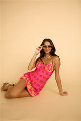 THE WOLF GANG Parvana Dress Flamingo Spot Pink
