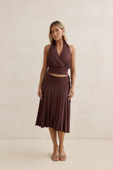 Dreamy Shores Midi Skirt Brown