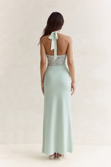 Seaside Glow Halter Maxi Dress Sage