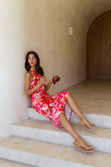 RUNAWAY THE LABEL Mindy Midi Dress Fuchsia