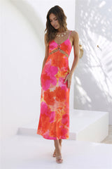 RUNAWAY THE LABEL Laura Slip Dress Orange Floral