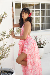 Magic Meadow Halter Maxi Dress Pink