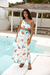 Lemon Wedge One Shoulder Crop Top Green