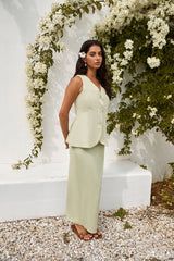 Seaside Haven Linen Maxi Skirt Green