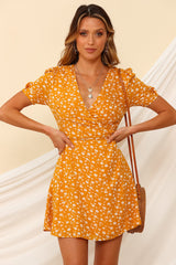 Cherry Pop Dress Mustard