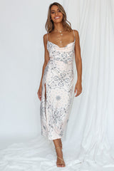 LIONESS Walk The Line Midi Dress Cream Bandana