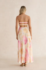 Voice Of Love Plisse Strapless Maxi Dress Yellow Multi