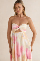 Voice Of Love Plisse Strapless Maxi Dress Yellow Multi