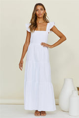 SNDYS Peaches Linen Maxi Dress White