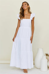 SNDYS Peaches Linen Maxi Dress White