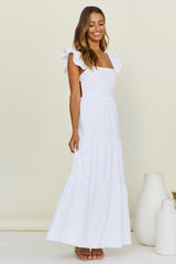 SNDYS Peaches Linen Maxi Dress White