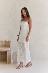 Ocean Air Oasis Strapless Maxi Dress White