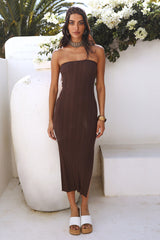 Golden Maple Knit Maxi Dress Brown