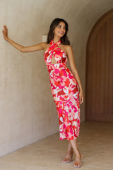 RUNAWAY THE LABEL Mindy Midi Dress Fuchsia