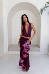 Bloom At Dawn Mesh Top Plum