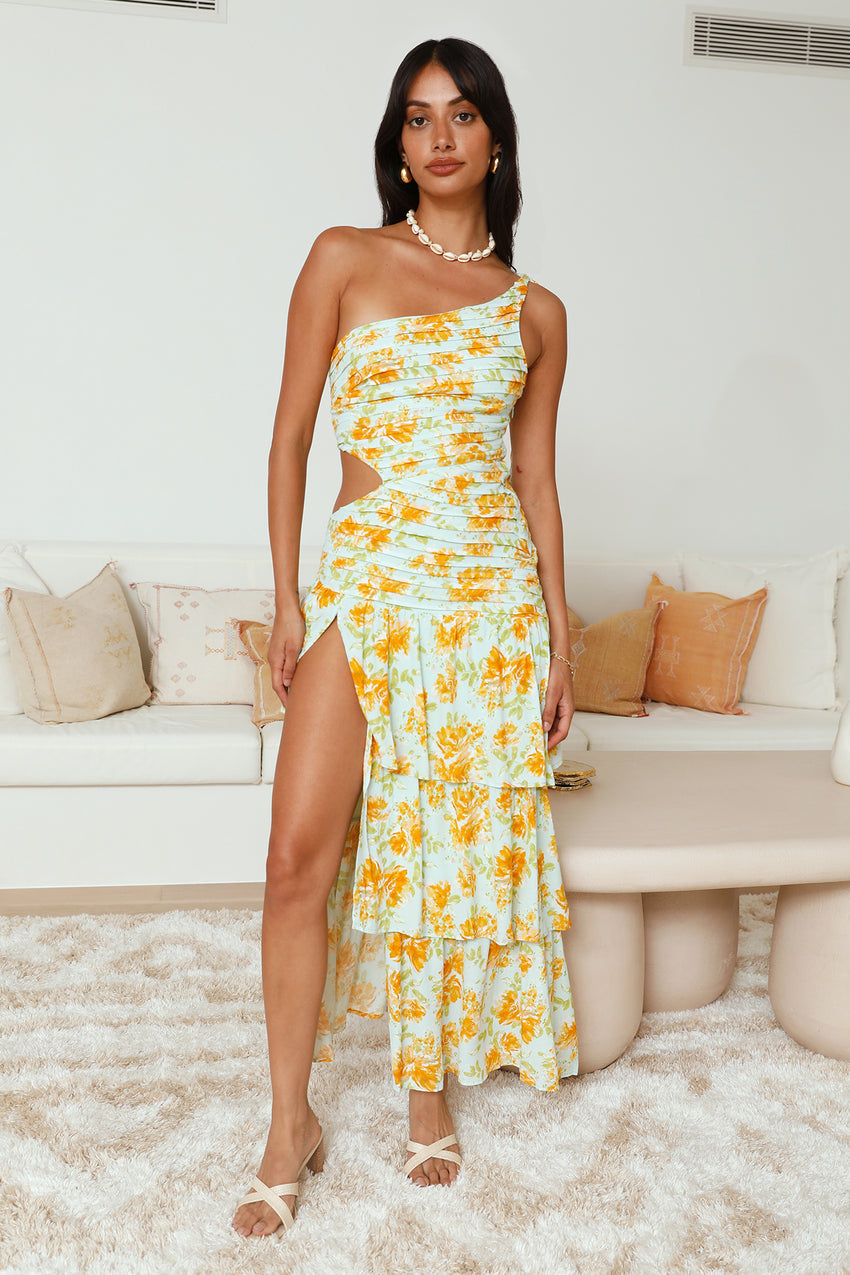 Party On The Coast One Shoulder Maxi Dress Blue