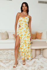 Party On The Coast One Shoulder Maxi Dress Blue