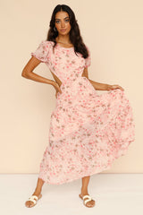 Peach Blossom Spring Maxi Dress