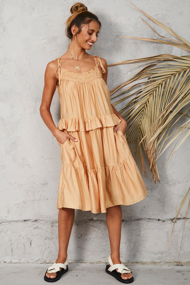 Truth Or Dare Midi Dress Brown