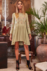 Moroccan Rose Dress Pistachio