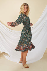Strange Trails Maxi Dress Forest Green