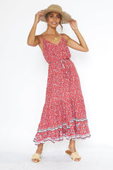 Red Petal Maxi Dress Red