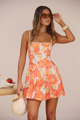 Peony Bright Mini Dress Orange