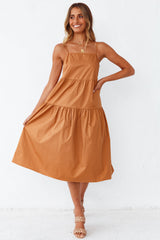 Mountains In Autumn Midi Dress Tan