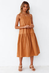 Mountains In Autumn Midi Dress Tan