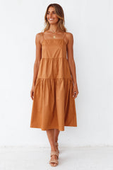 Mountains In Autumn Midi Dress Tan