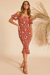 Colours Of You Midi Dress Rust